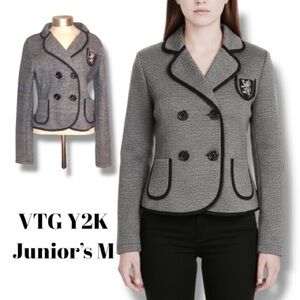 JJ Basics (Kohl’s) Blazer VTG Y2K Military Academia Cropped Jacket Junior’s M